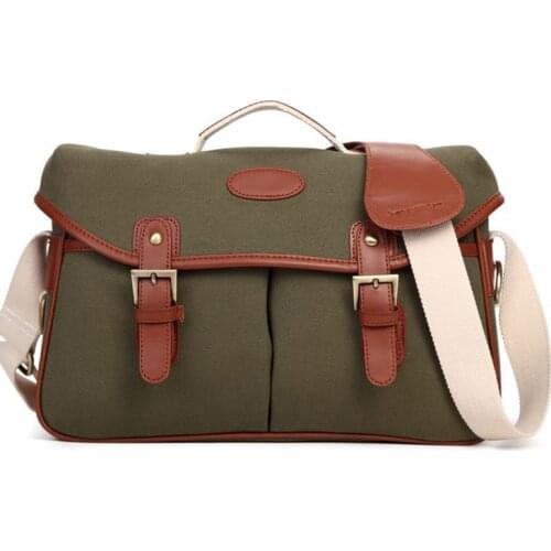 Canvas Photography Single Shoulder Handbag DSLR Camera Crossbody Messenger Bag with Independent Internal Biliary for Canon Nikon