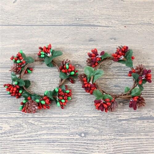 Simulation Decoration Christmas Wreath True And False Pine Cones Creative Home Candle Ring Ornaments Decorative Wreath