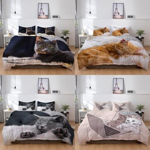 ZEIMON Lovely Cat 3D Bedding Set Twin Queen King Size Kitty Comforter/Duvet Cover Pillowcase Sets Housse De Couette Bedclothes