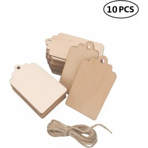 10pcs DIY Round Wood Slices with Twines Natural Unfinished Wooden Circles Crafts for Christmas Ornaments Wedding Tags