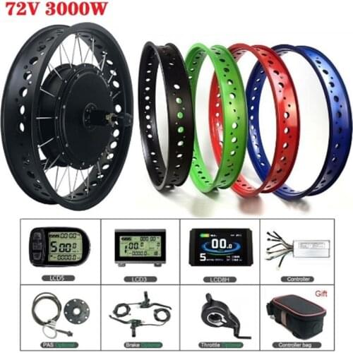 Electric Bike Conversion Kit SOMEDAY 3000W 72V Snow Bike Brushless Gearless 20inch Rear Cassette Hub Motor Wheel for Fat Tire