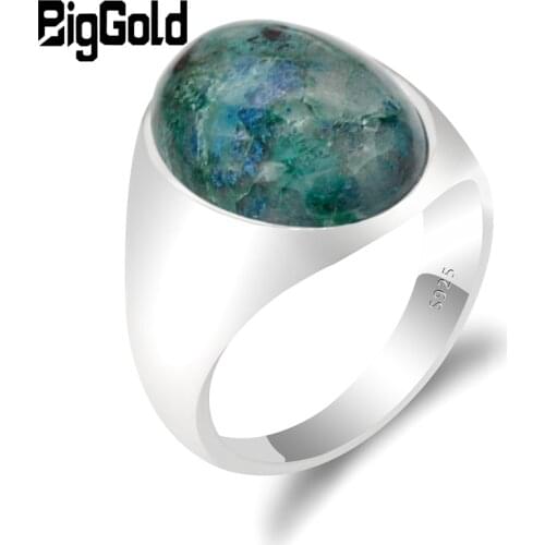 925 Sterling Silver Men Ring Natural Phoenix Stone Exquisite Elegant Gemstone Ring for Male Women Unisex Gorgeous Fine Jewelry