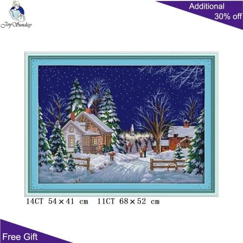 Your Gift Christmas Snow Day Home Decor F758 14CT 11CT Counted and Stamped Country Walk Couple Embroidery DIY Cross Stitch Kits