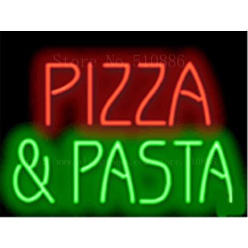 Pizza & Pasta NEON SIGN REAL GLASS BEER BAR PUB LIGHT SIGNS store display Restaurant shop food subs Advertising Lights 17*14"