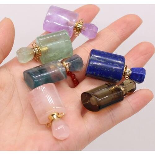 2021 New Style Natural Stone Perfume Bottle Pendant Exquisite Semi-Precious For Jewelry Making DIY Necklace Accessory