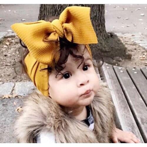 Baby Girl Headband New Spring Big Bow Knot Baby Hairbands Boho Newborn Toddler Kids Knitted Headwear Turban Headbands