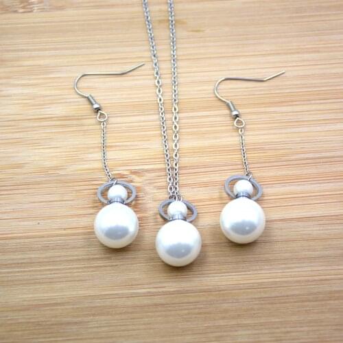 Natural pearl perfume bottle round bead bottle diffusers white shell pearl earring gold plated necklace earrings set for Women