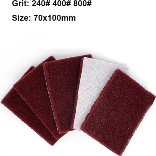 70x100mm Industrial Scouring Pad Rectangle Flocking Metal Polishing Abrasive Rust Removal Cloth 240/400/800 Grit