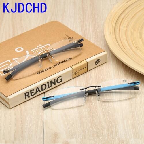 Transparent fashion optical reading glasses for men and women reading glasses ultra light metal frameless diopter glasses