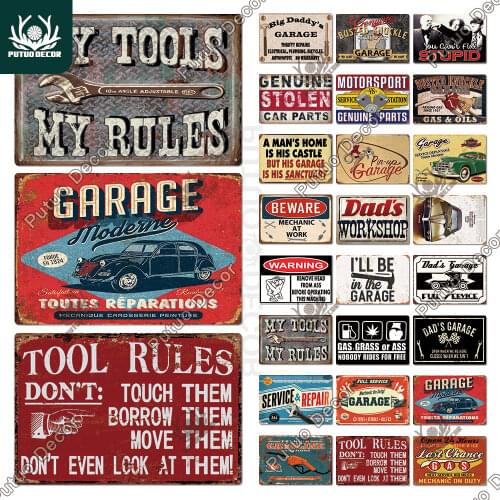 Plaque Metal Vintage Garage Metal Sign Retro Metal Tin Sign Metal Wall Art Decor Garage Man Cave Decoration