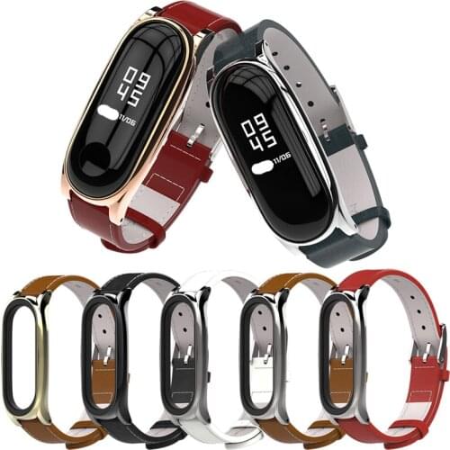 Strap for mi band 5 wristband bracelet mi band 4 bracelet First leather mi band 5 For xiaomi Bracelet mi band 4 mi band 5 correa