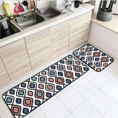 Bubble Kiss Nordic Abstract Geometric Thick Strips Kitchen Mat Farmhouse Home Decor Doormat for Entrance Door Non-slip Floor Mat