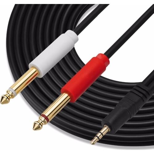 LBSC 3.5 mm TRS to Dual 1/4 inch TS Stereo Breakout Cable