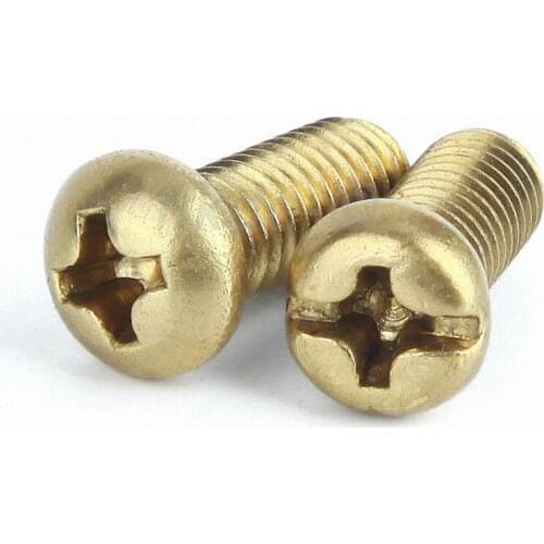 10/20/50PCS M2 M2.5 M3 M4 M5 M6 Brass Copper Machine Screws Phillips Machine Pan Head Brass Screws