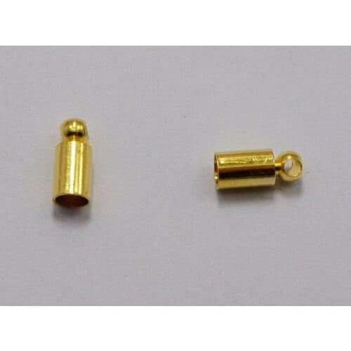 100 Gold Tone End Bead Caps For 3.0mm Leather Cord Jewelry Finding