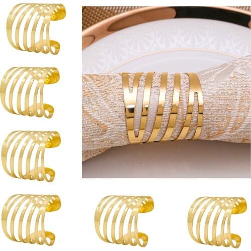 12pcs Back Pattern Wedding Napkin Rings Table Decoration Hollow Out Family Gatherings Napkin Buckle Holder Hotel Home Restaurant