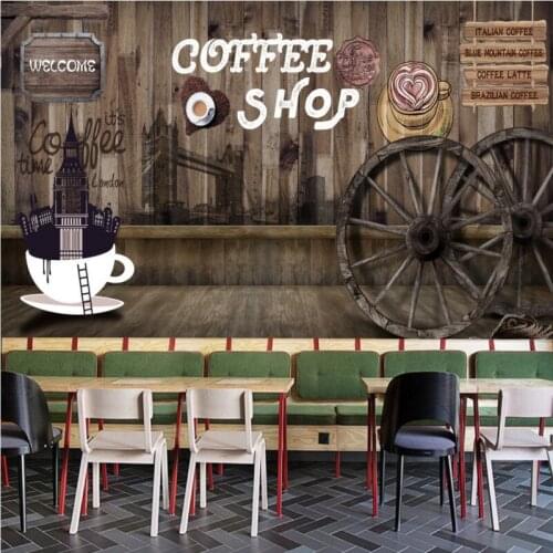 Drop Shipping Custom 3D Wallpaper London Style Coffee Shop Wall Murals Restaurant Lounge Wallpaper Corridor Decoration Painting