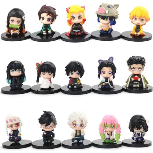 5pcs/lot Anime Demon Slayer Figure Kimetsu No Yaiba Nezuko Zenitsu Tanjirou Giyuu Inosuke Kyoujurou Kanawo Action Figure Toy 5cm