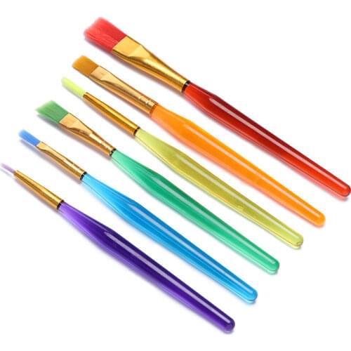 6Pcs/Set Watercolor Gouache Paint Brushes Different Shape Round Pointed Tip Nylon Hair Painting Brush Set Art Supplies