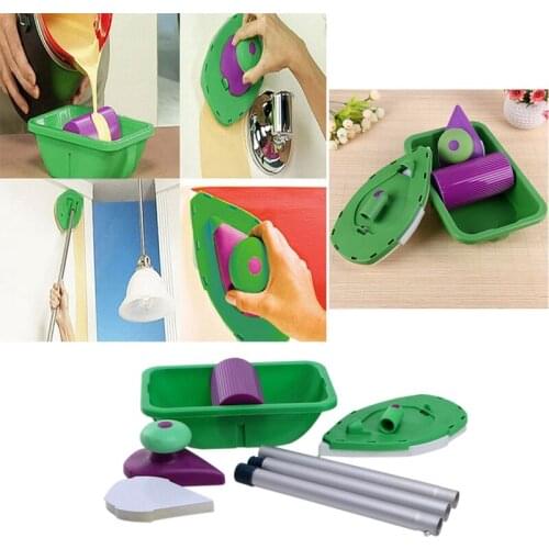 9Pcs/Set Paint Roller Tray Sponge Pads Kits Household Painting Brush Wall Decorative Hand Tools Home Room Diy Hand Tool Set