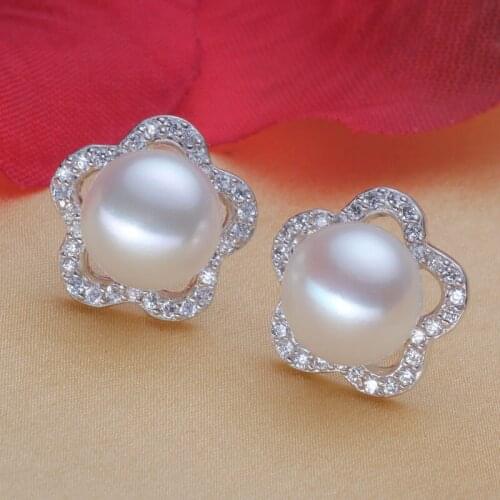 925 real natural big [100] bright pearl earrings natural charm fancy 10mm 11mm Genuine Freshwater Pearl Earrings