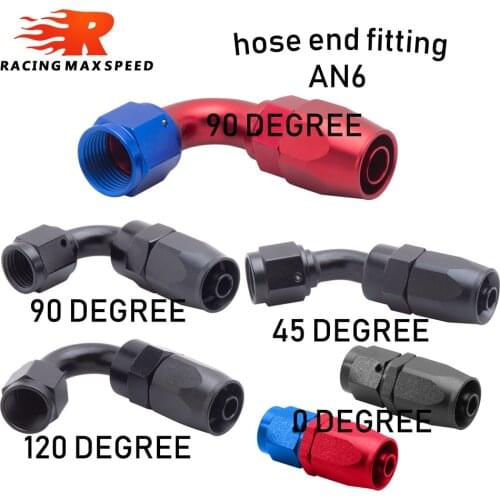 0 45 90 120 Degree Hose End Oil Fuel Reusable Fitting AN6 FKM Oil Fuel Swivel Hose Anoized Aluminum Straight Elbow Black red