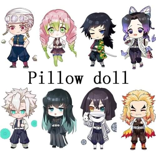 Anime Demon Slayer Plush Pillow Doll Kochou Shinobu Rengoku Kanroji Kawaii Cartoon Hu Tao Zhong Li Barbatos Cosplay Accessories