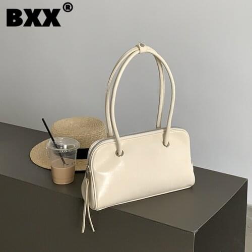 [BXX] High Capacity Solid Color PU Leather Bags For Women 2021 Summer Branded Shoulder Bag Handbags Trending Luxury Bag HU334