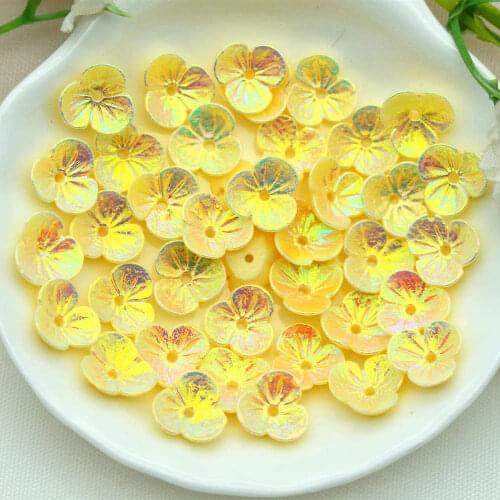 50PCS 9mm Light Yellow AB Color Flat-Back Resin Flowers|Home DIY Scrap-booking Embellishments Flowers|D.I.Y Crafting Supplies