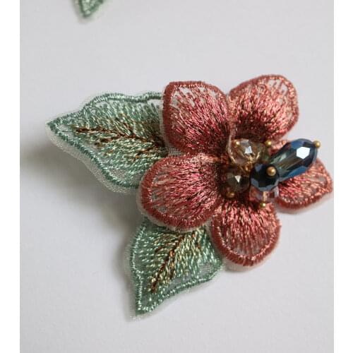 Handmade flower beaded patches for clothing Sew on patch decorative parches bordados para ropa Embroidery applique for clothes