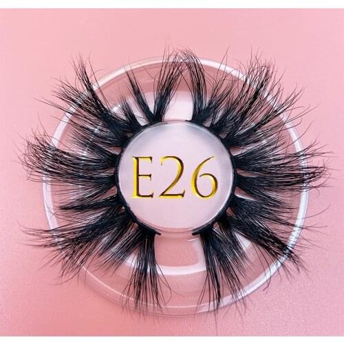 E26 MIKIWI 25MM 3DMink Lashes 100% Handmade Clear Round Case Custom Packaging Resuable 25mm Eyelashes Fluffy Thick False Eyelash
