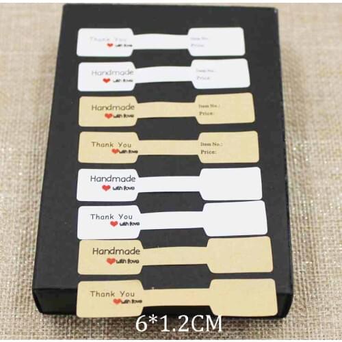 100pcs paper kraft/white paper ring price/size labels self seal handmade with love jewelry tag label stickers custom cost extra
