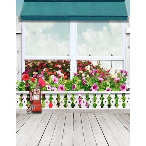 5x7ft Wooden Floor Flowers Photography Backdrops Photo Props Studio Background