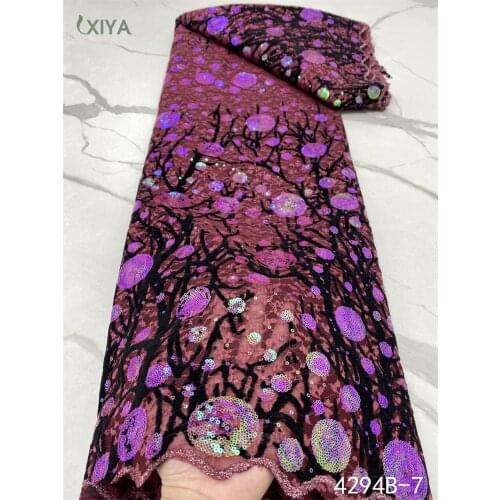 Hot Sale Velvet Lace Fabrics Sequin Lace Fabric High Quality African French Tulle Mesh Lace Fabric for Bridal Material APW4294B