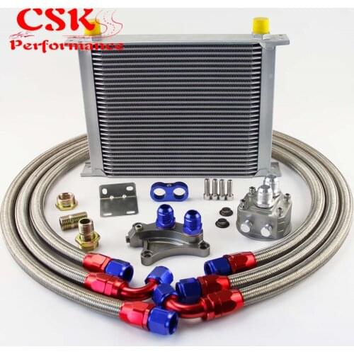 30 Row 248mm AN10 Oil Cooler Kit Fits For Nissan Silvia S13 S14 S15 180SX 200SX 240SX SR20DET Black/Silver