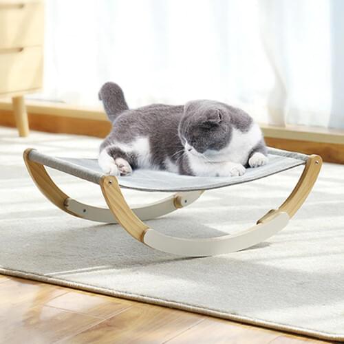 2 In 1 Cat Bed For Cats Wood Shakeable Cat Lounger Hammock Seat Chair Furniture CatS House Detachable Anti Slip Home Stable
