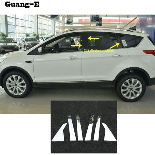 Car Body Cover Stick Stainless Steel Glass Window Garnish Pillar Middle Column Trim For Ford Kuga Escape 2013 2014 2015 2016