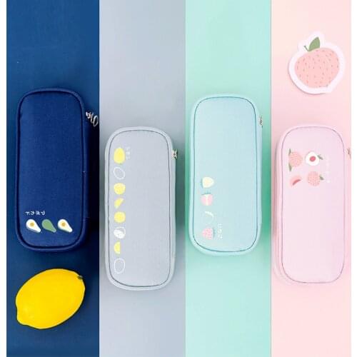 Cartoon Avocado Peach Lemon Strawberry Pencil Bag Bag Pen Case Storage Organizer Pouch for Pens Eraser Stationery School