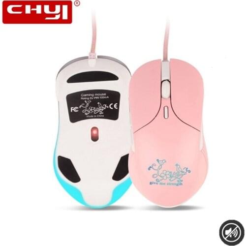 Pink Ergonomic Mouse Silent Backlit USB Optical Cute Wired Mause 3200 DPI RGB Gaming Mice For Mac Laptop Girl Laptop Deskop
