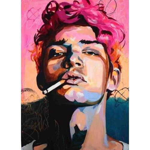 Diy Oil Painting by Numbers, Paint by Number Kits Man smoking for Adults Girls Kids Christmas New Year