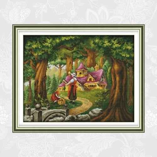 The Fairy Tale Hut Counted Print On Canvas 14CT 11CT Cross Stitch kits,Embroidery Needlework Set,Handmade Crafts Home Decor