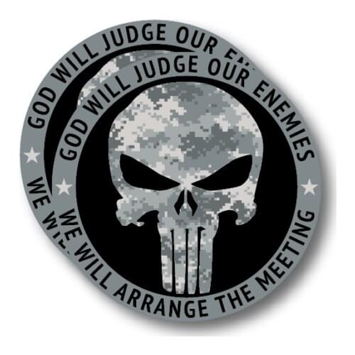 SKULL STICKERS God Will Judge Our Enemie Car Truck Decal Military Camo PVC Sticker Decal for Motos Car Laptop Luggage