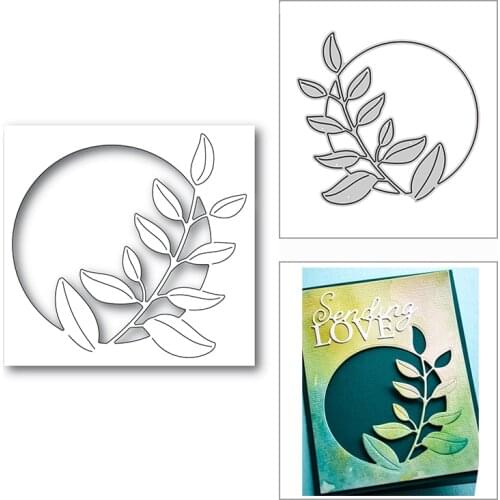 New 2021 Leaves Bay Circle Frame Metal Cutting Dies for DIY Scrapbooking and Card Making Decorative Embossing Craft No Stamps