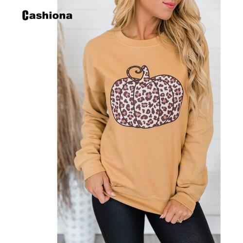 Cashiona Plus size 3xl Women New Leisure Casual Sweatshirt 2020 Halloween pumpkin Print Womens Top Spring Autumn Shirt Femme