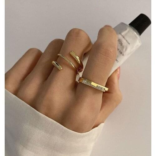 New Fashion Design Zircon Multilayer Twist Rings For Women Adjustable Mid Finger Knuckle Rings Students Jewelry