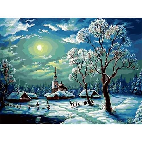 Landscape DIY Embroidery 11CT Cross Stitch Kits Needlework Craft Set Printed Canvas Cotton Thread Home Dropshipping