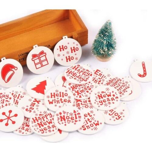 10pcs Santa Claus Elk Natural Wood Pendant Christmas Tree DIY Ornaments Navidad Party Decoration Crafts Gifts Xmas Home Decor