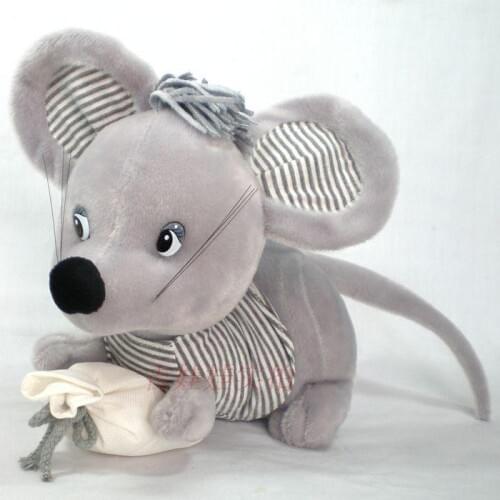 Lovely cartoon mouse doll ,gray mouse plush toy, with bag, home decoration birthday gift h2843