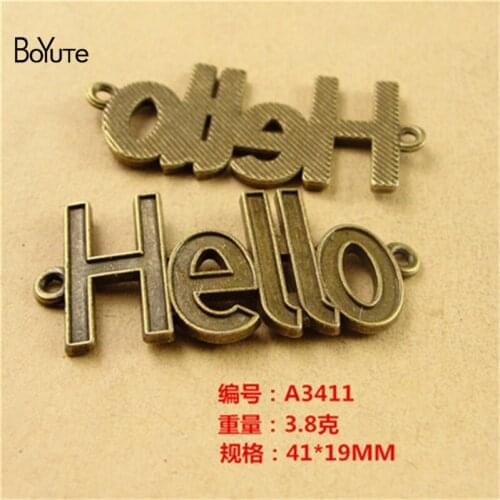 BoYuTe (40 Pieces/Lot) 41*19MM Zinc Alloy Hello Charms Connector Antique Bronze Plated Pendants for Jewelry Findings Components