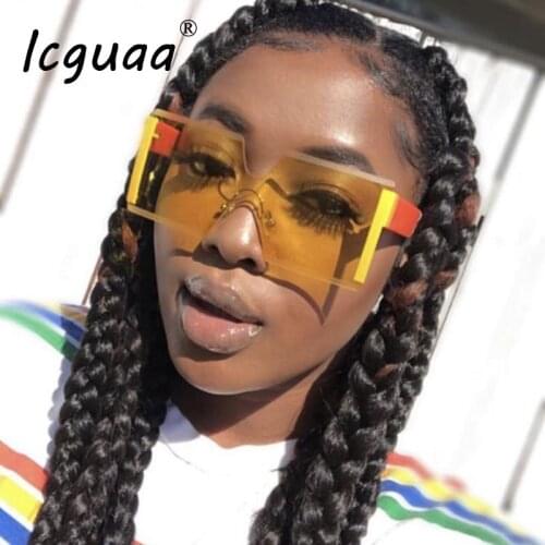 Onepiece Oversized Square Sunglasses Women Big Frame Brand Designer Rimless Sun Glasses Female One Piece Vintage Lunettes De Sol